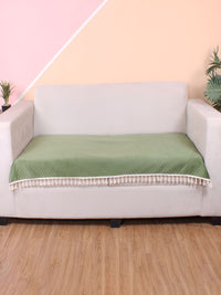 STITCHNEST Olive Green & Beige Self Design 1 Seater Sofa Cover