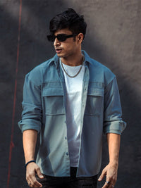 Powerlook Blue India Slim Oversized Drop-Shoulder Shirt