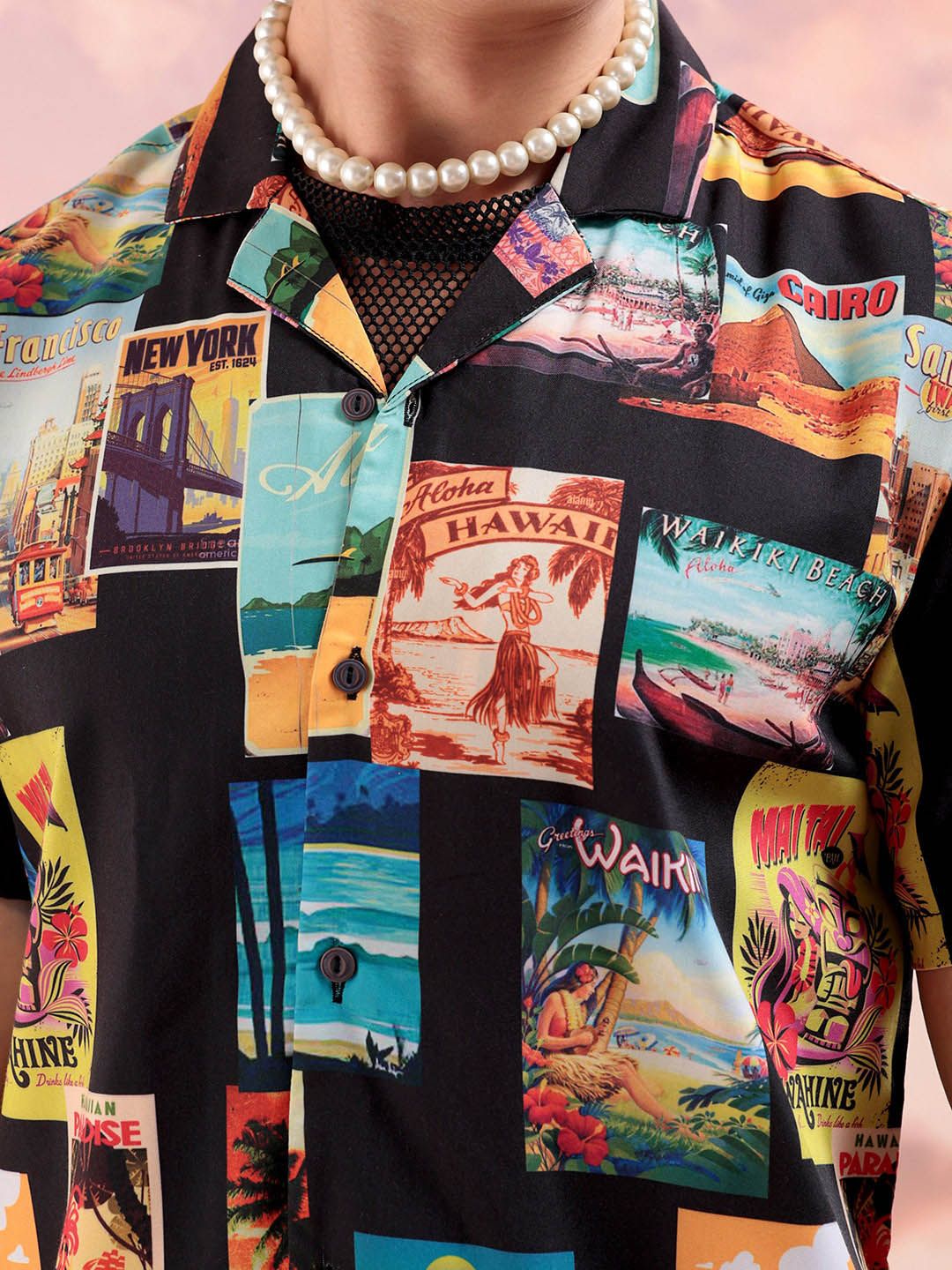 The Indian Garage Co Graphic Printed Cuban Collar Shirt With Shorts