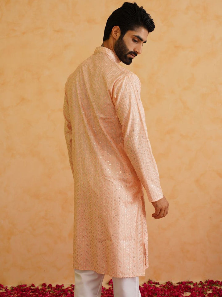 SOJANYA LUXE Ethnic Motifs Embroidered Mandarin Collar Sequined Straight Kurta