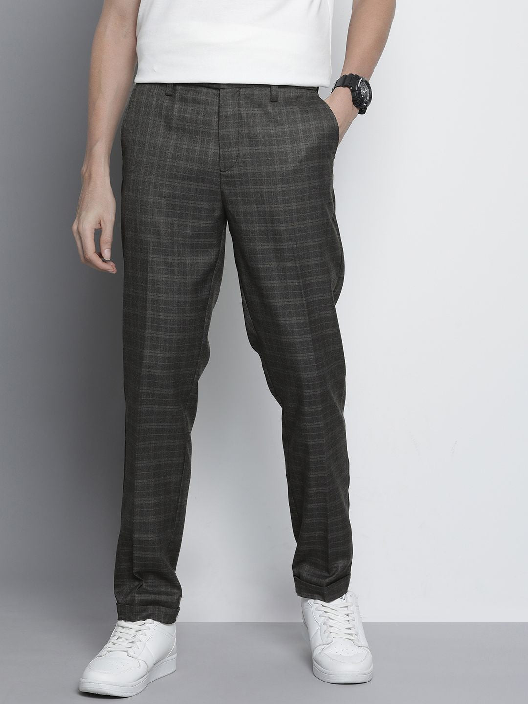 The Indian Garage Co Self Design Regular Fit Chinos Trousers