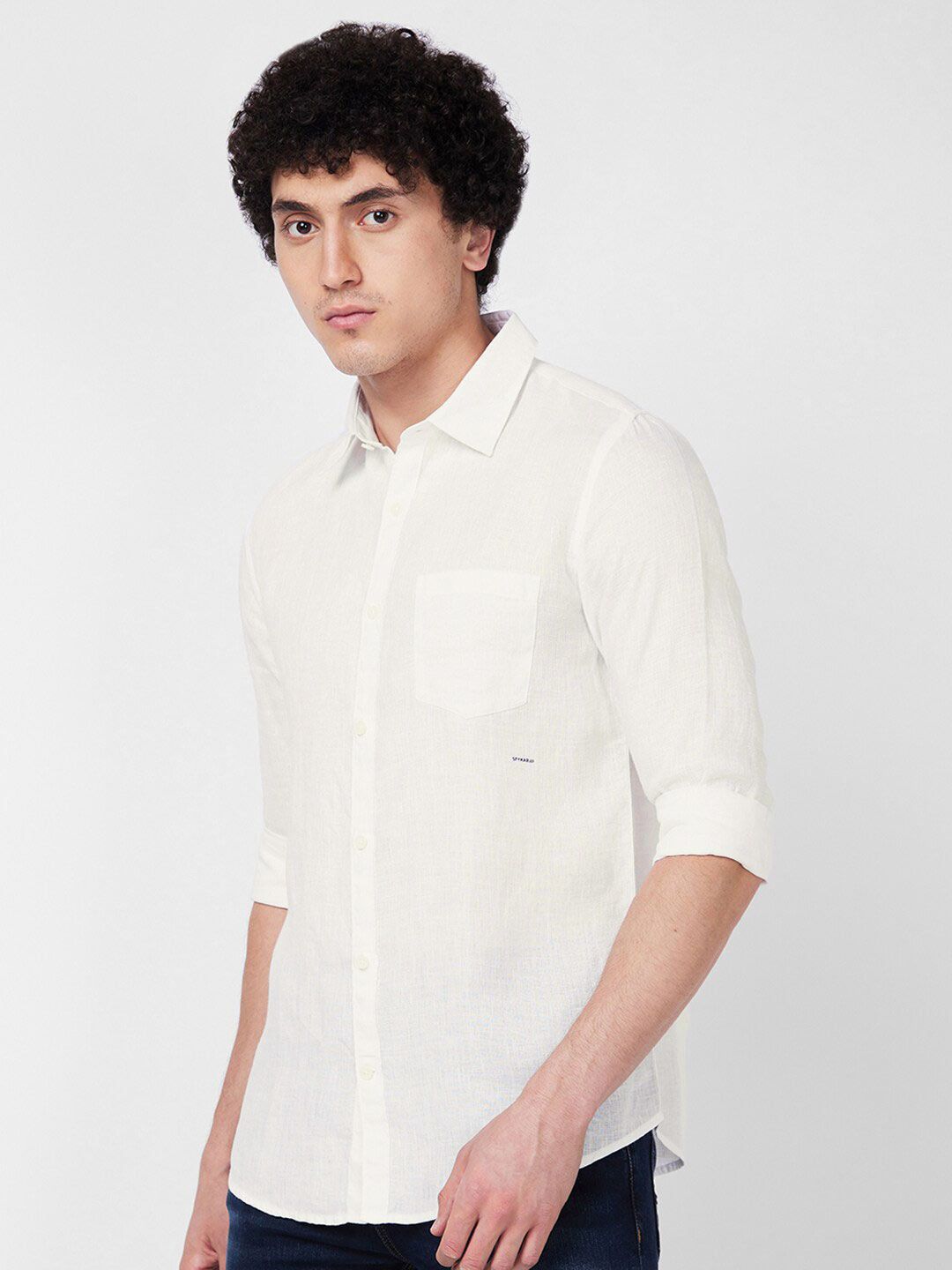 SPYKAR Spread Collar Linen Casual Shirt
