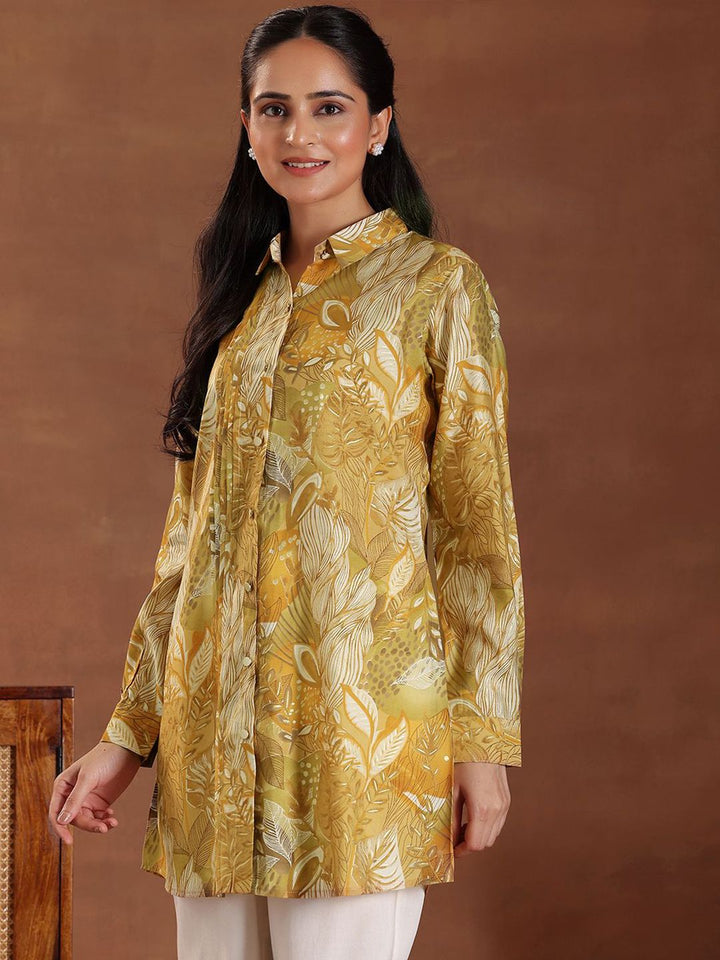 Libas Women Floral Printed Shirt Collar Kurti