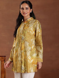Libas Women Floral Printed Shirt Collar Kurti