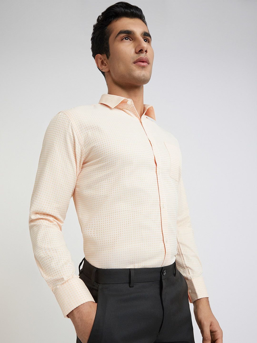 Park Avenue Men Slim Fit Check Self-Design Formal Shirt