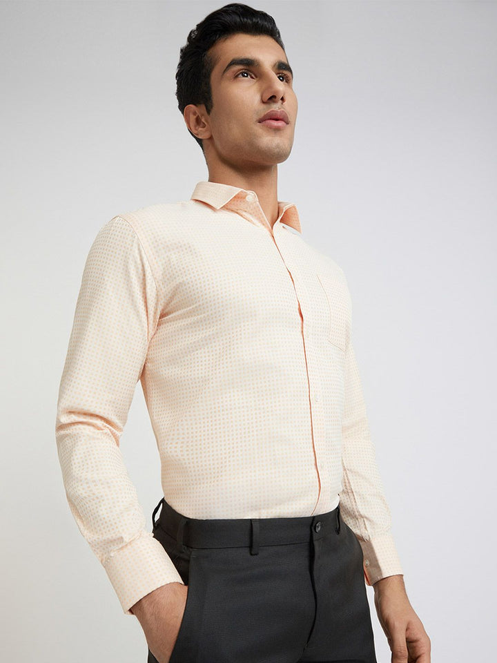 Park Avenue Men Slim Fit Check Self-Design Formal Shirt