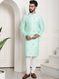 SOJANYA Geometric Embroidered Regular Mirror Work Kurta With Churidar