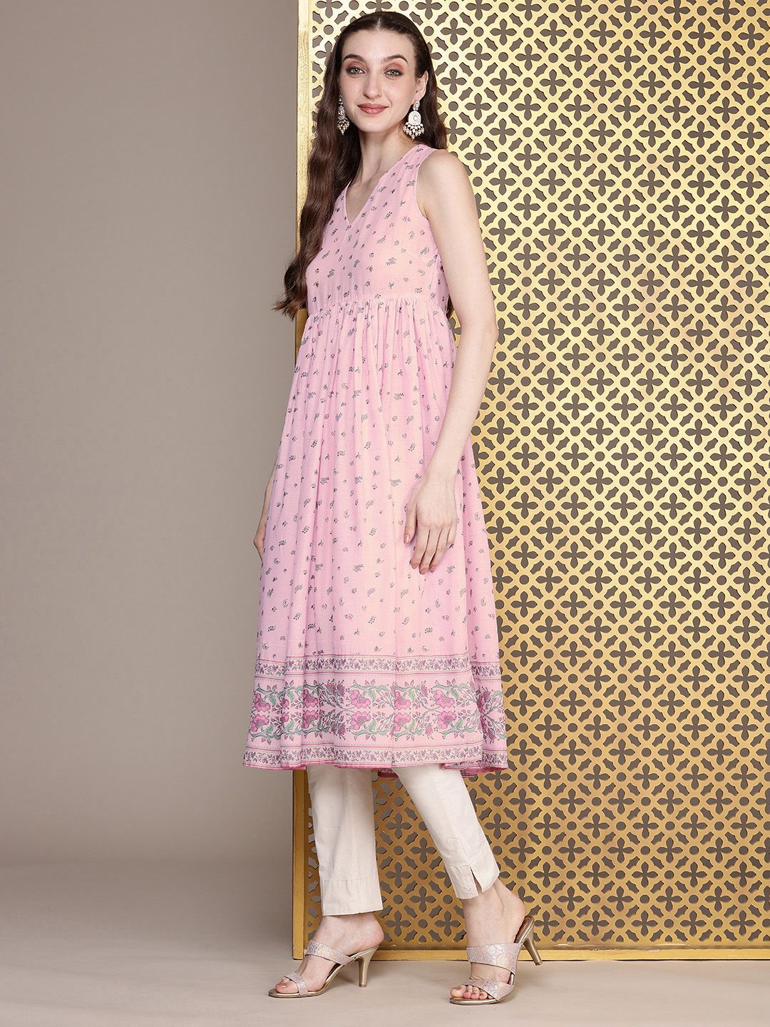 House of Pataudi Jashn Floral Printed A-Line Kurta