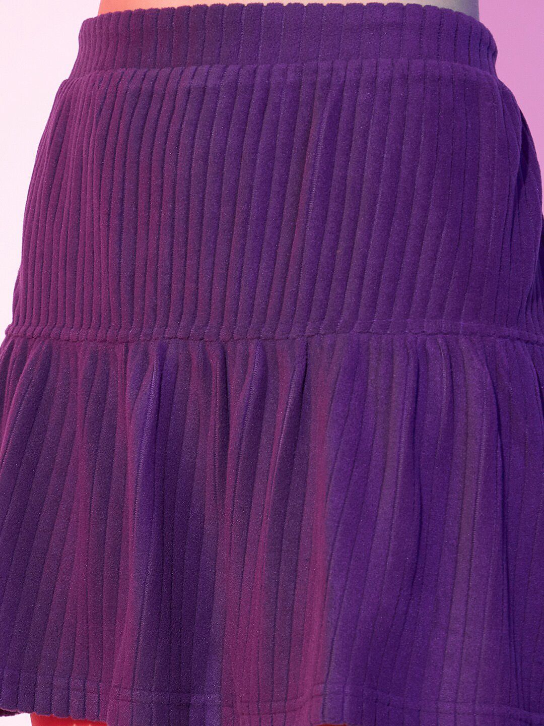 STREET 9 Striped Gathered Detailed A-Line Mini Skirt