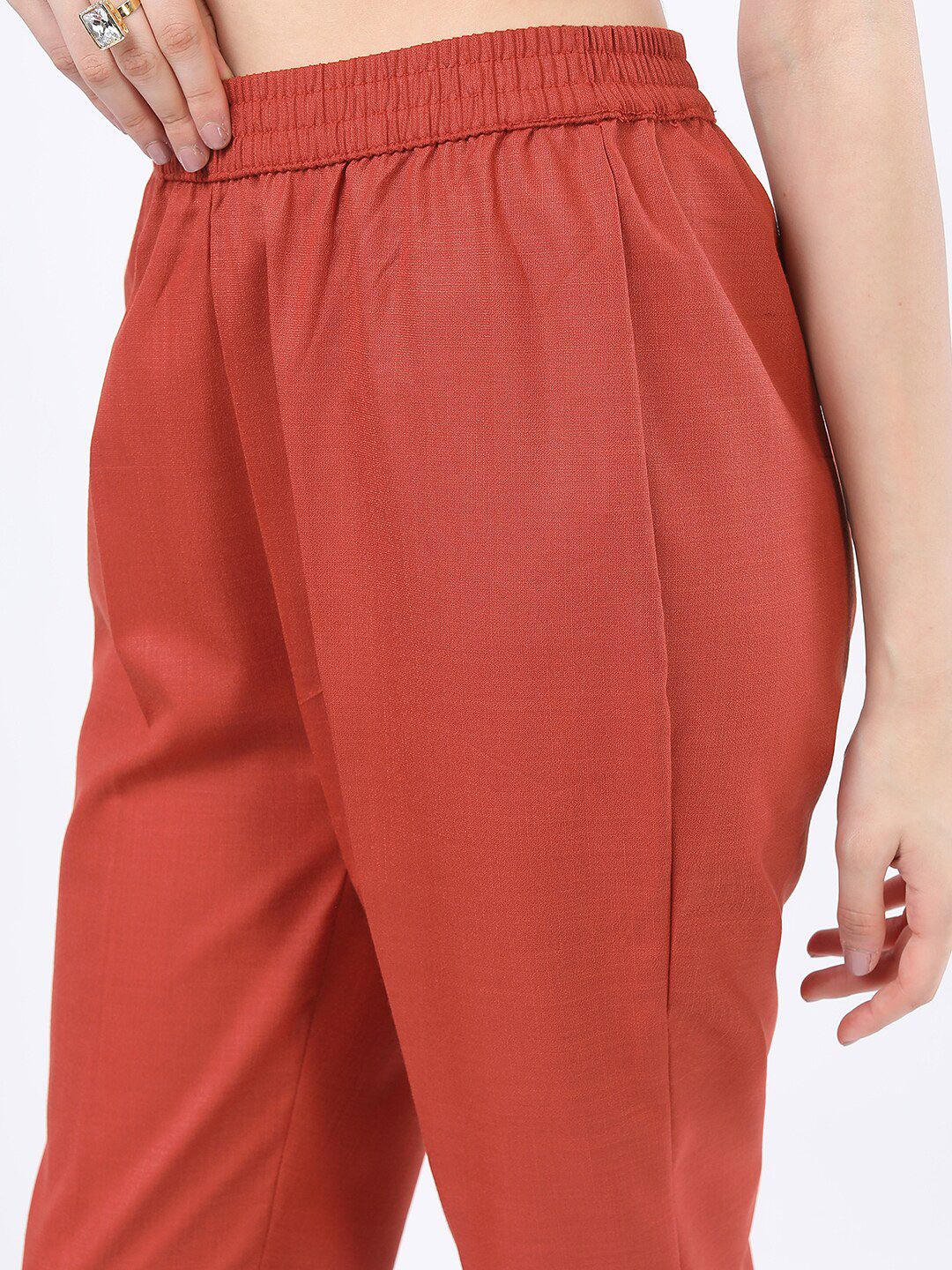 Vishudh Women Rust Gotta Patti Kurta with Trousers