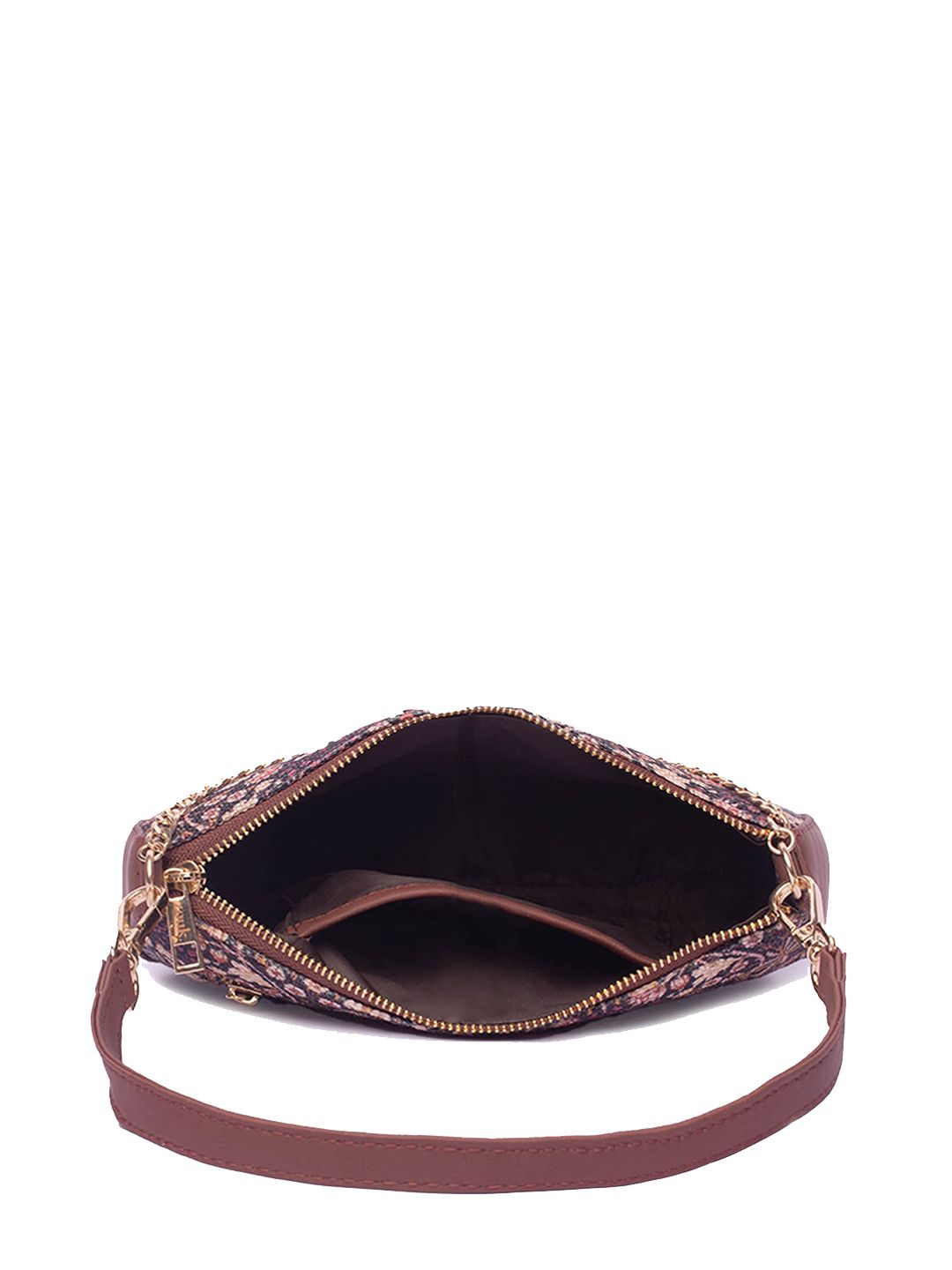 ZOUK Floral Printed Half Moon Shoulder Bag