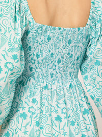 DressBerry Coastal Chic Printed Twisted A-Line Mini Dress
