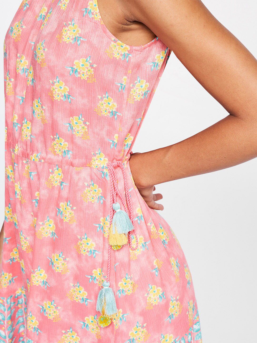 Global Desi Women Pink Floral Print Maxi Dress