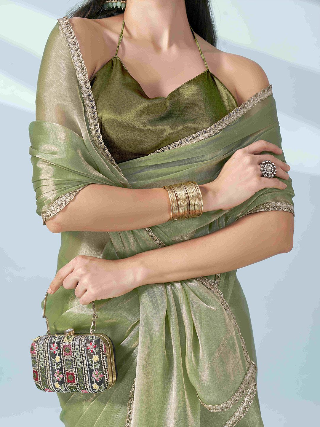 Tikhi Imli Sequinned Satin Saree