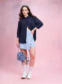 DressBerry Self-Design Semi-Sheer Longline Shirt