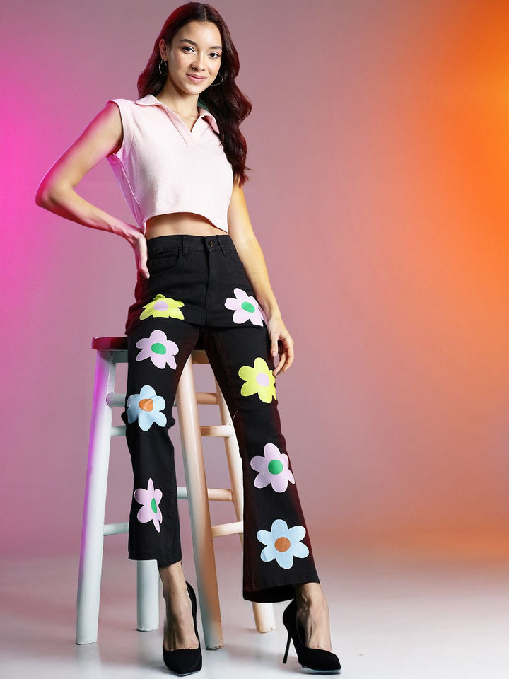 DressBerry Women Flared Printed Stretchable Jeans