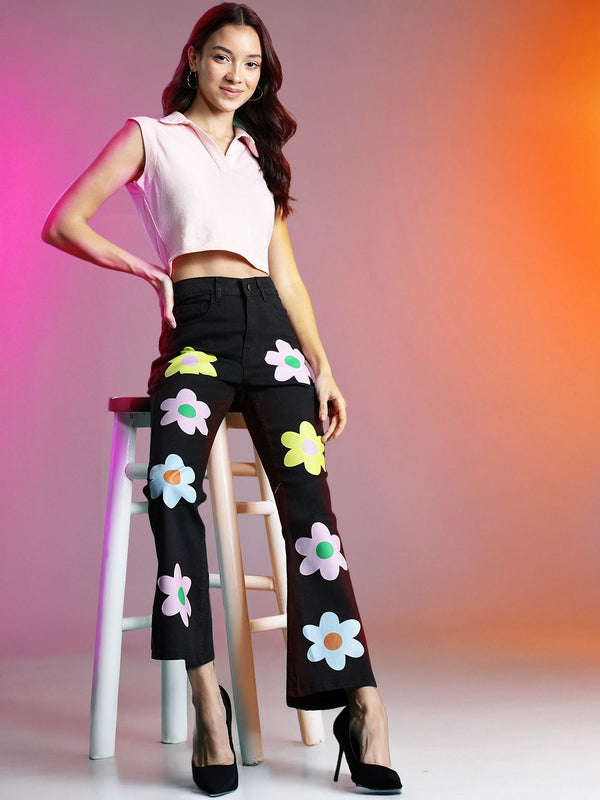 DressBerry Women Flared Printed Stretchable Jeans