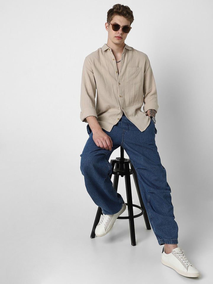 VASTRADO Men Classic Slim Fit Opaque Casual Shirt