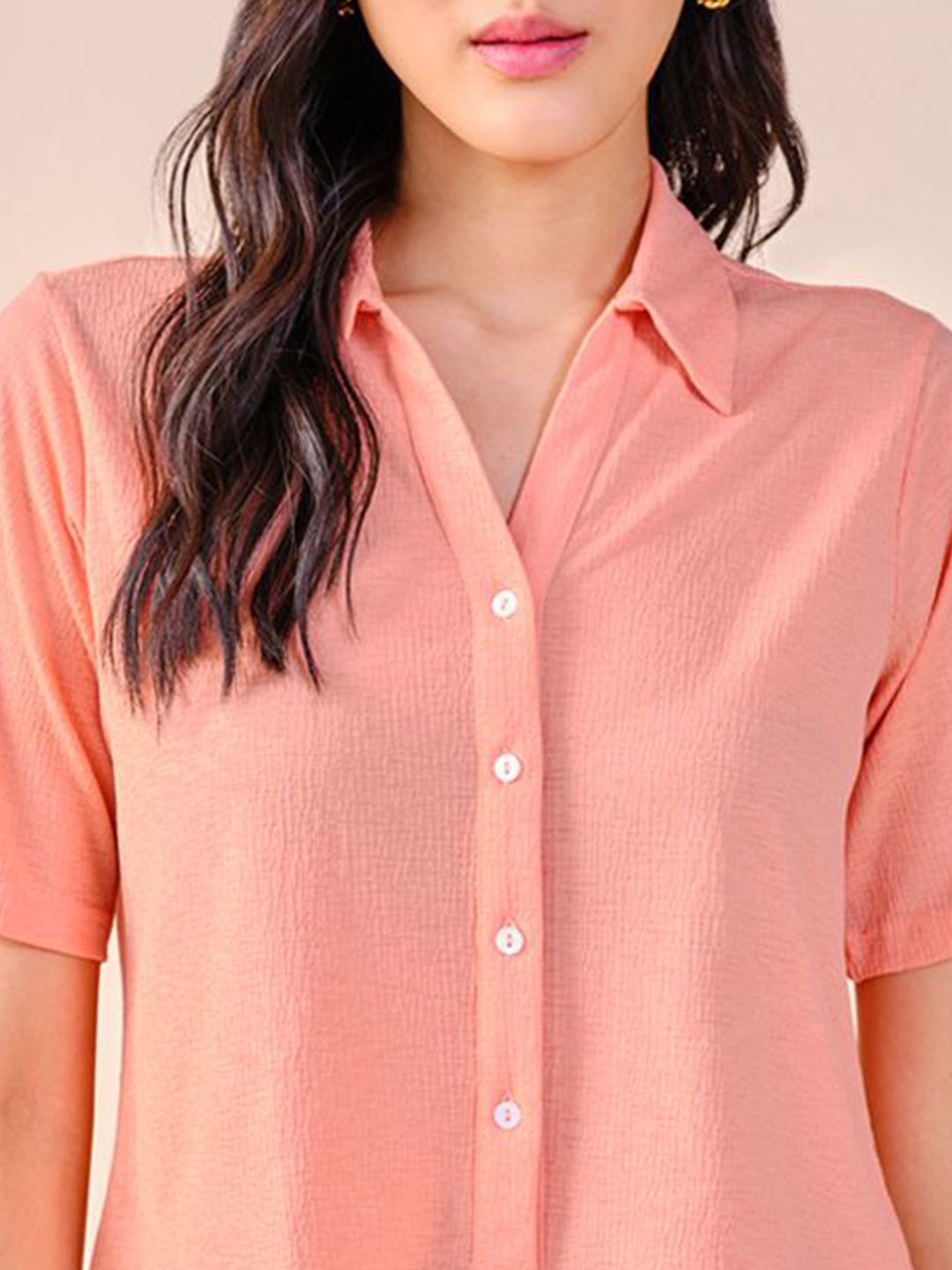 AND Flared Sleeve Shirt Style Top