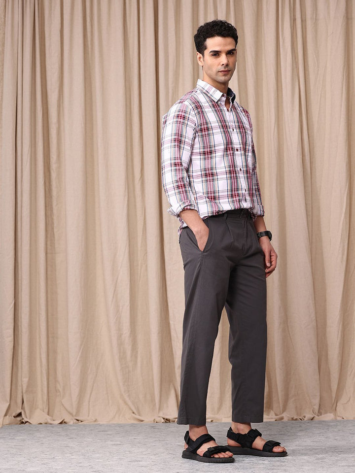 Mr Bowerbird Men Tailored Fit Tartan Checks Opaque Pure Cotton Casual Shirt