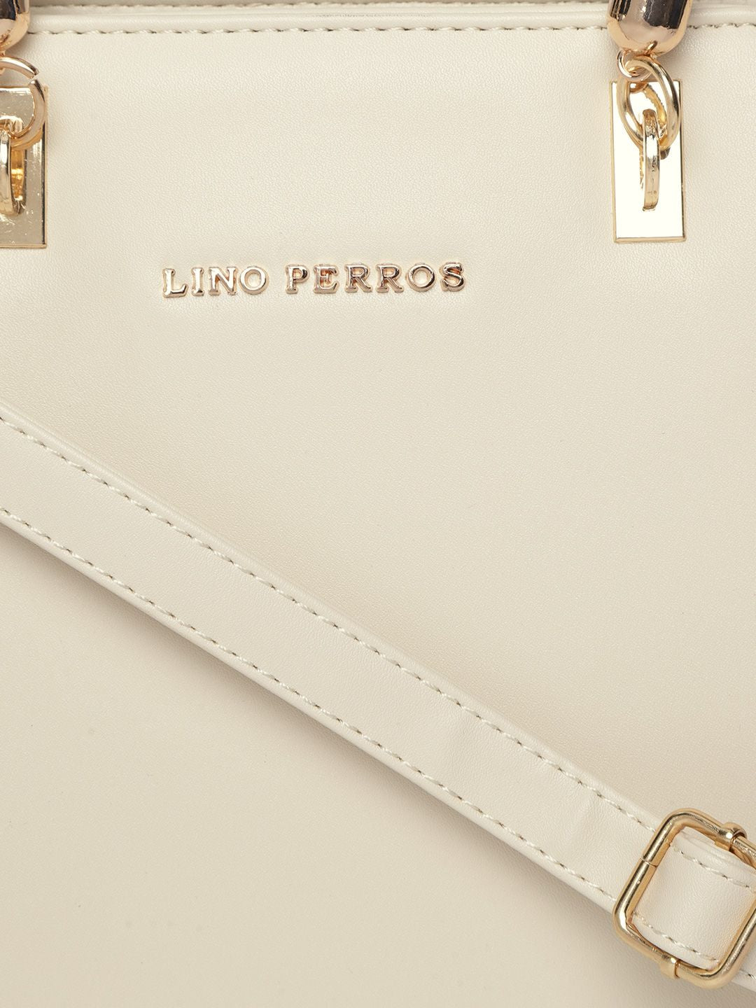 Lino Perros Off-White Solid Handheld Bag with Detachable Sling Strap