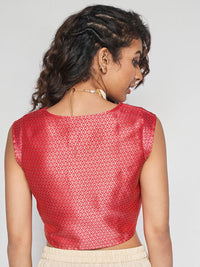 Global Desi Self Design V-Neck Sleeveless Top