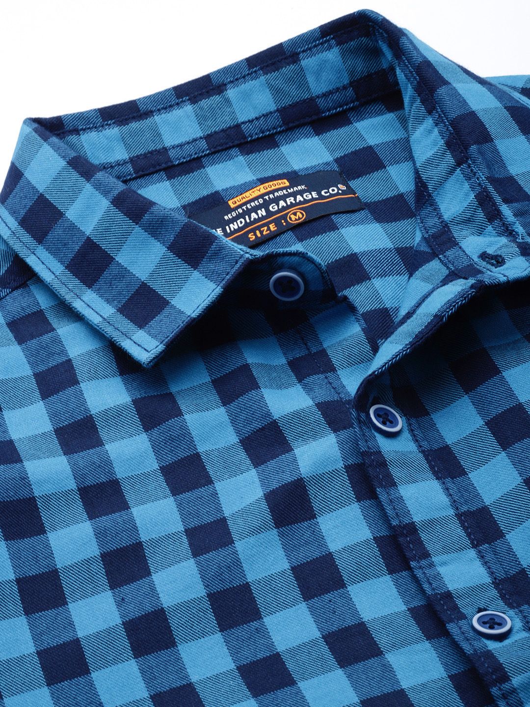 The Indian Garage Co Checked Pure Cotton Casual T-Shirt