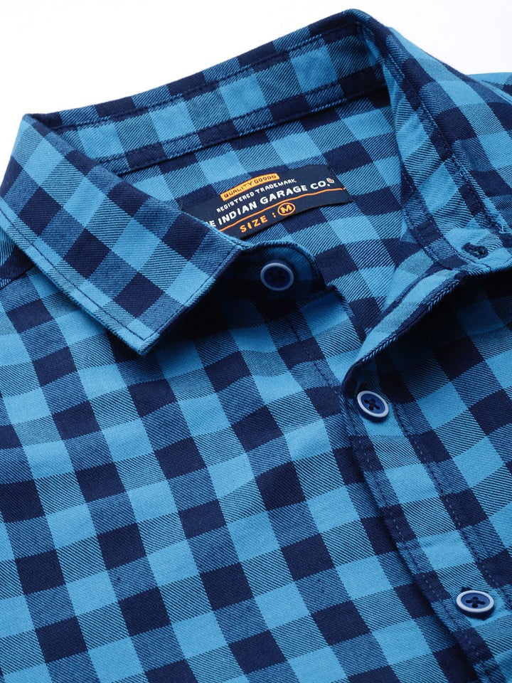 The Indian Garage Co Checked Pure Cotton Casual T-Shirt