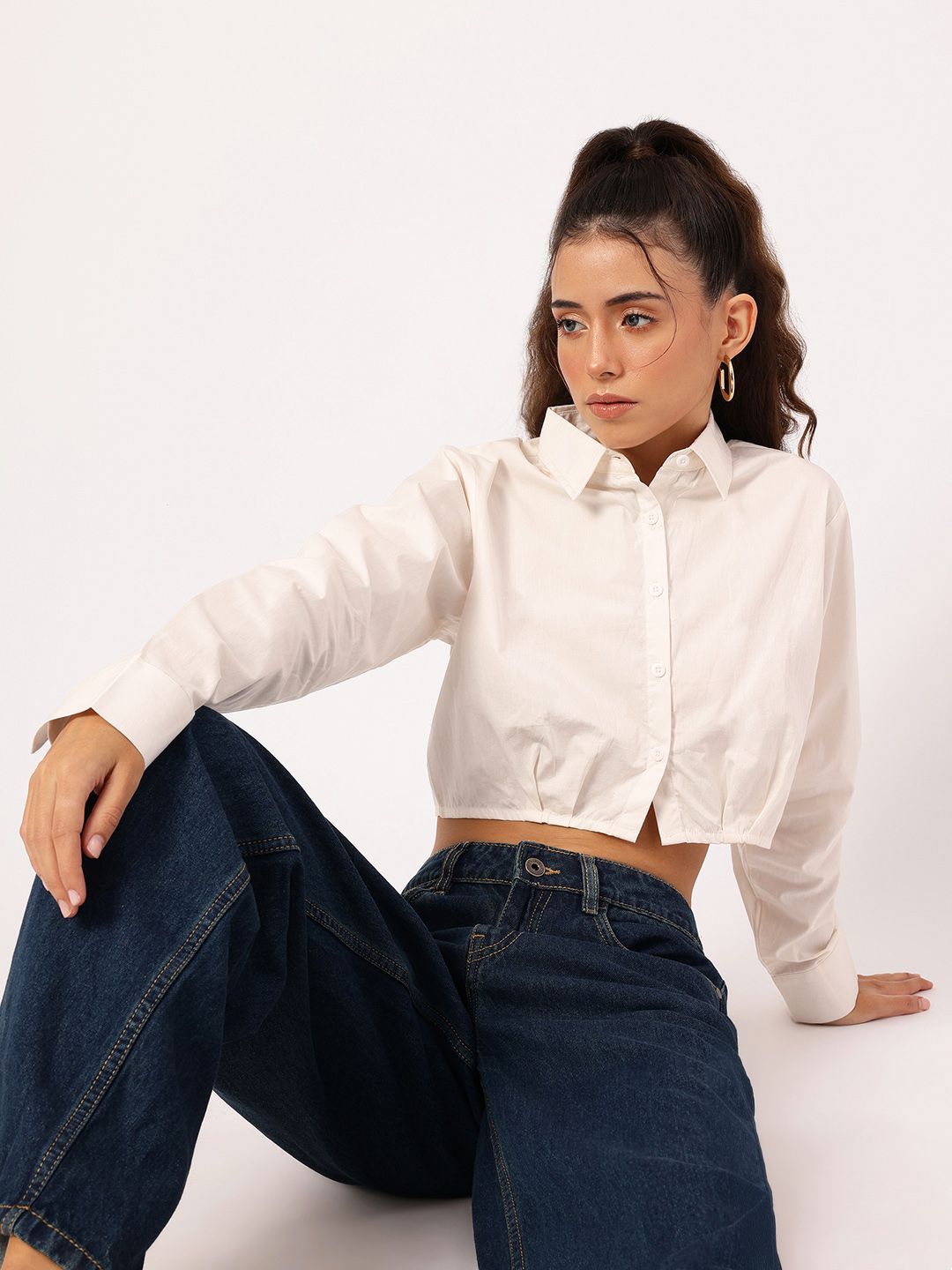 DressBerry Summer Essential Gathered Crop Shirt
