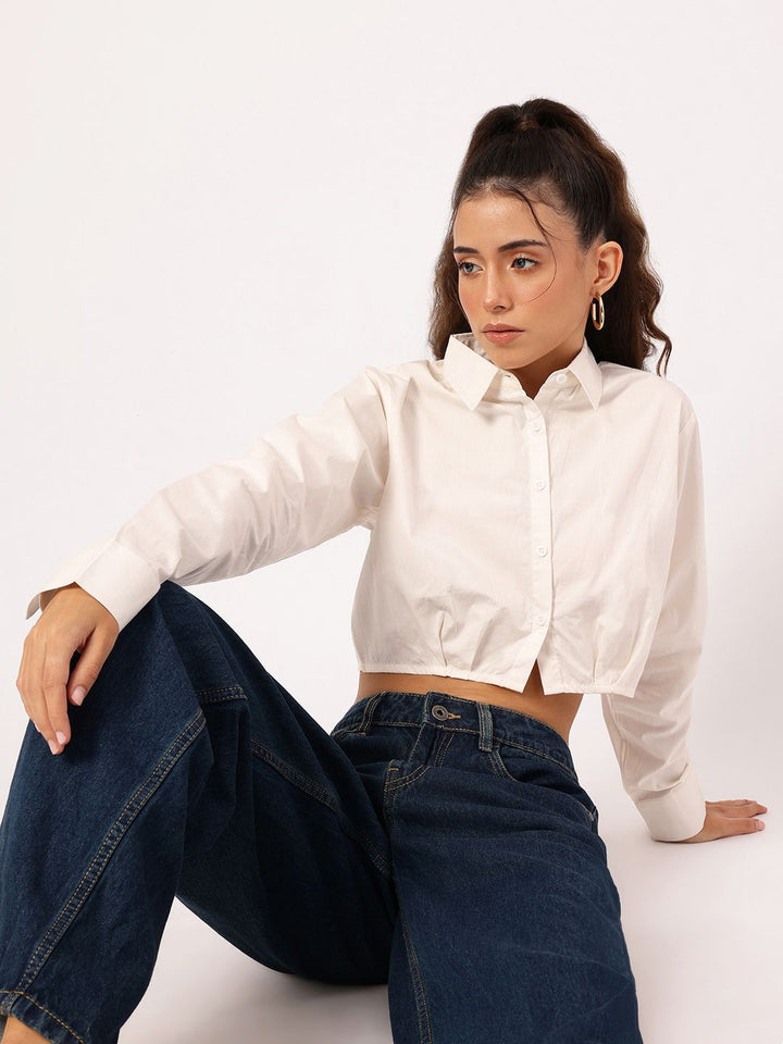 DressBerry Summer Essential Gathered Crop Shirt