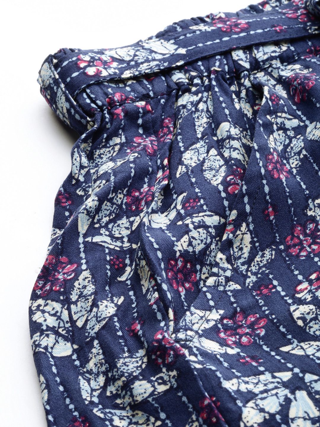 DressBerry Women Blue & Pink Printed Regular Fit Sustainable ECOVERO Regular Shorts