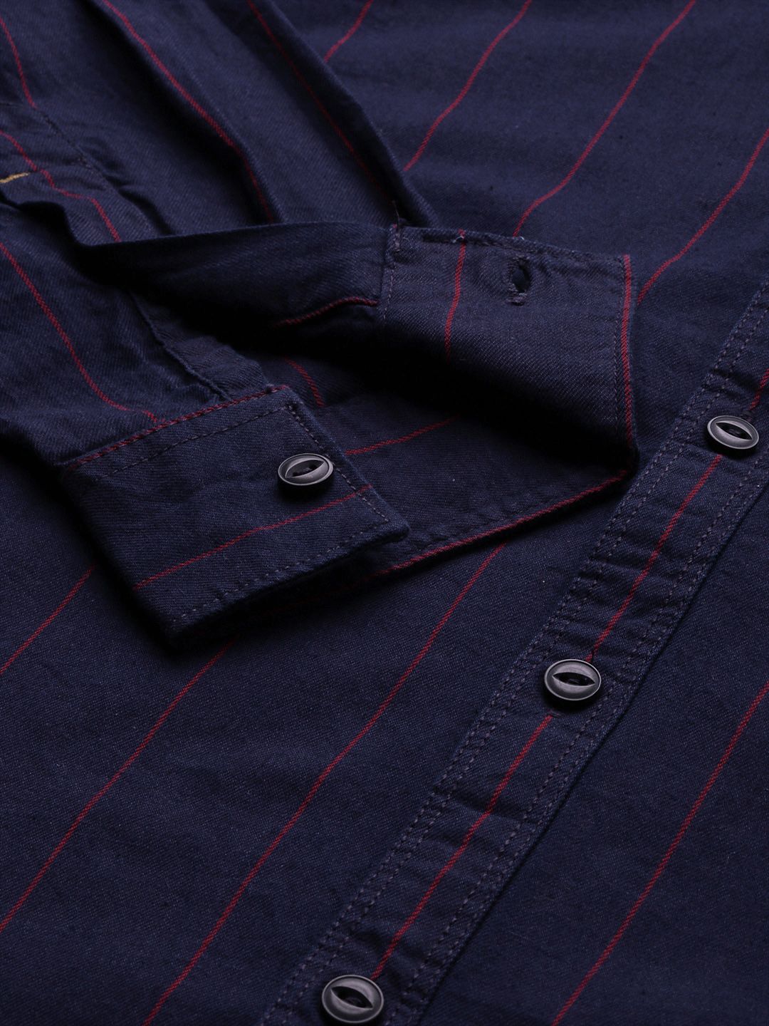 The Indian Garage Co Men Navy Blue Pinstripes Casual Shirt