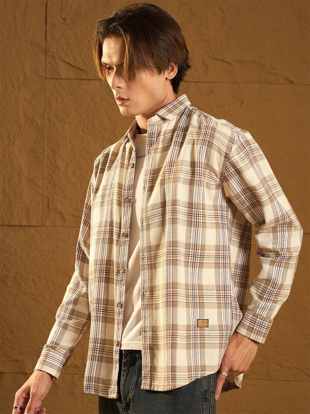 Dennison Men Checked Oversized Cotton Shirt