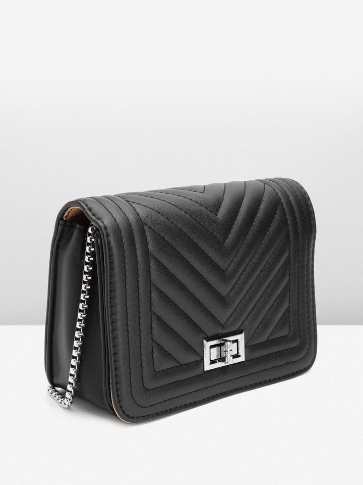 Lino Perros Geometric Textured Structured Sling Bag with Quilted Detail