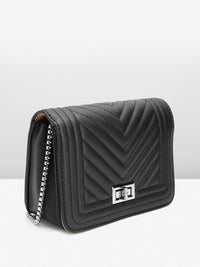 Lino Perros Geometric Textured Structured Sling Bag with Quilted Detail
