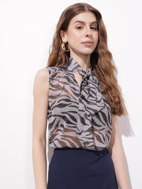 DressBerry Blurred Lines Knot So Basic Sheer Top