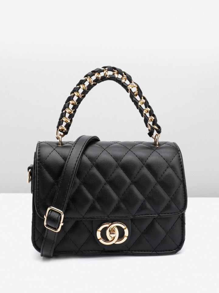 DressBerry Quilted Structured Satchel Bag