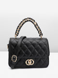 DressBerry Quilted Structured Satchel Bag