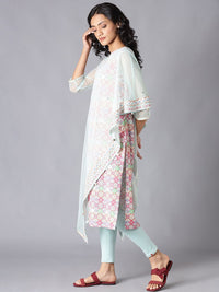 W Women Floral Printed Gotta Patti Kurta with Leggings