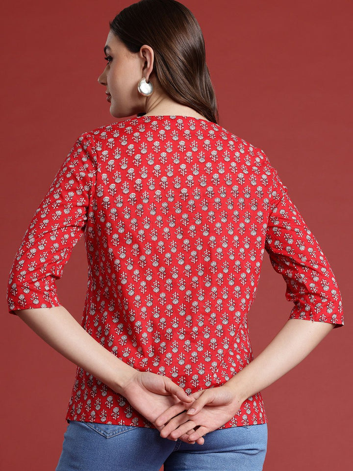 all about you Ethnic Motifs Print Pure Cotton Pleated Short Kurti
