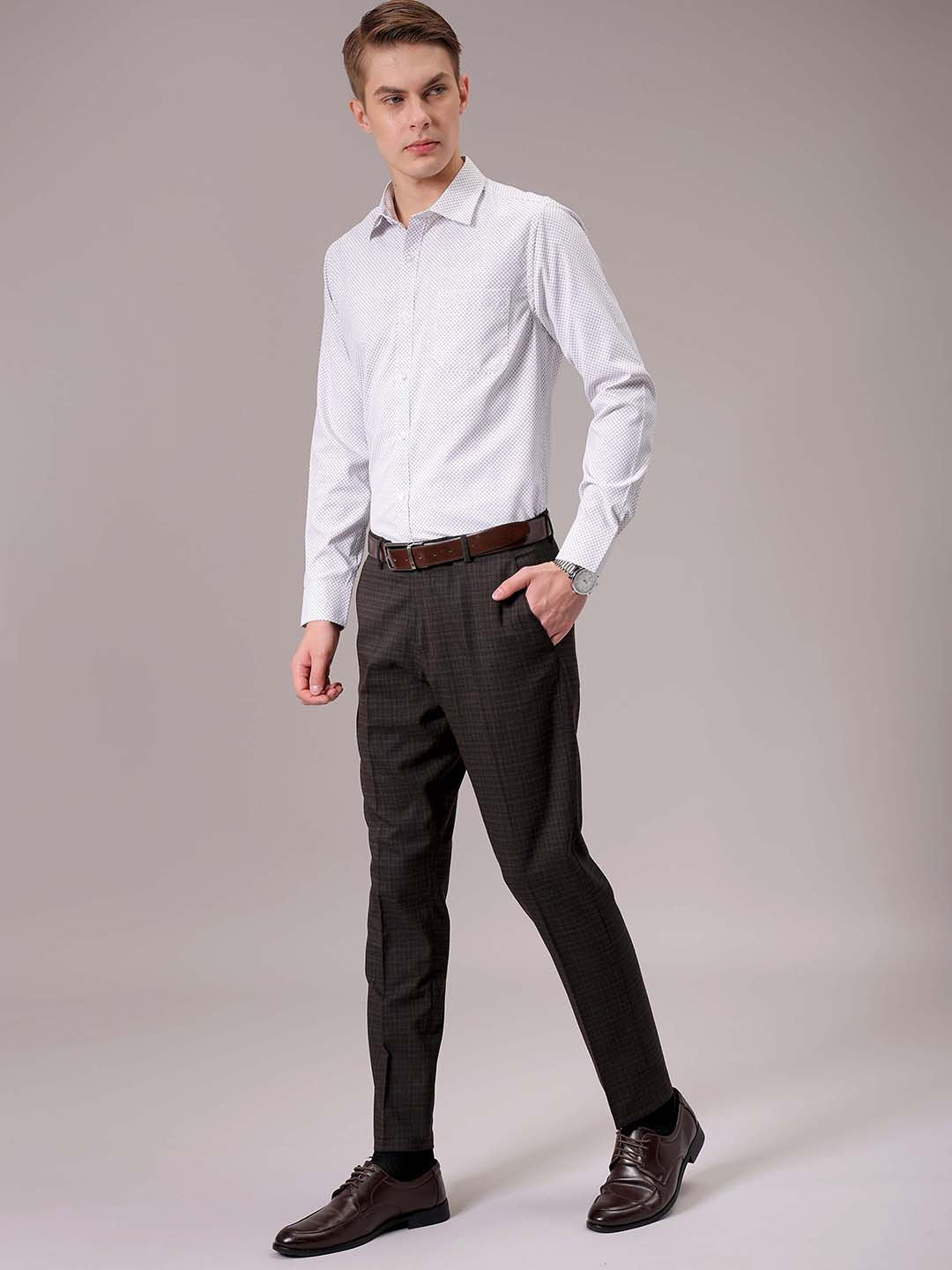 The Indian Garage Co. X Luxe Men Spread Collar Micro Ditsy Printed Slim Fit Formal Shirt