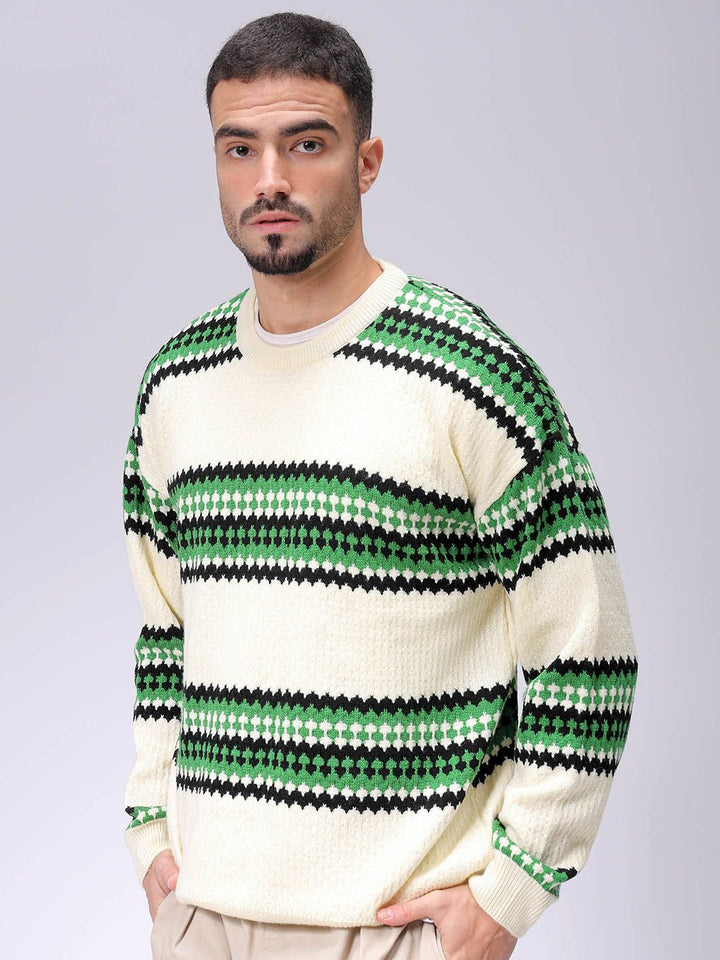 The Indian Garage Co Men Striped Pullover Sweaters