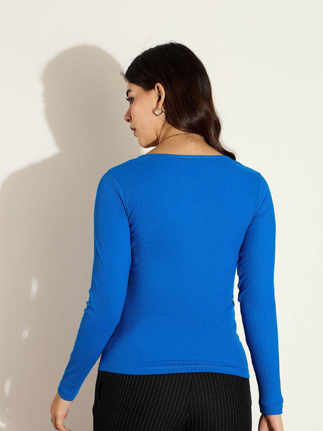 SASSAFRAS Women Square Neck Full Sleeves Top