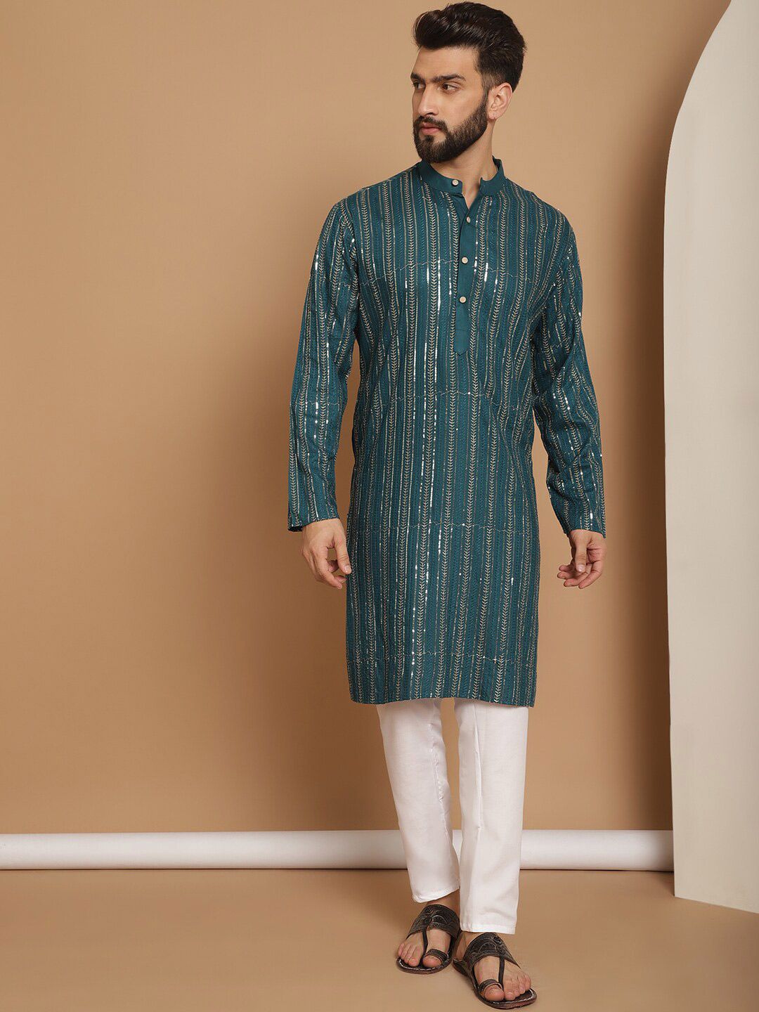 Anouk Embroidered Regular Thread Work Pure Cotton Kurta with Churidar