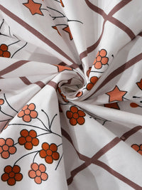 KLOTTHE White Floral Cotton 300 TC King Cadar Halus dengan 2 Sarung Bantal-98 x 89 inci