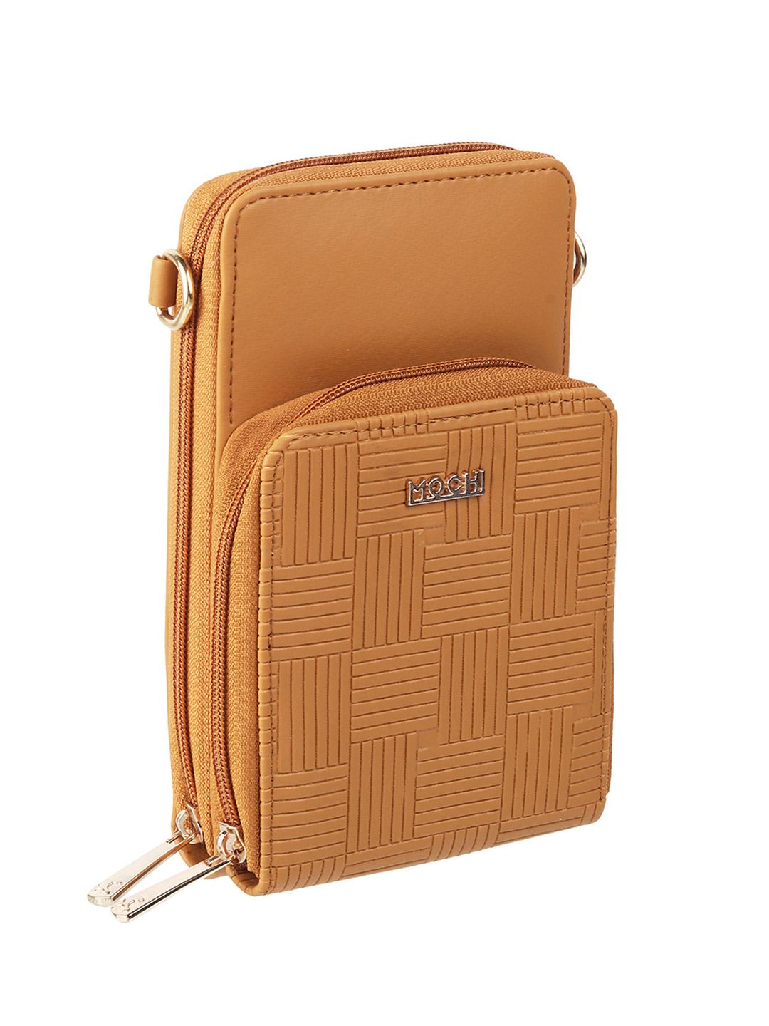 Mochi Women Tan Textured Zip Around Wallet