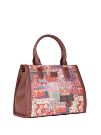 ZOUK Kutch Gamthi Printed Structured Jute Handheld Bag