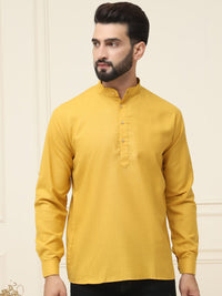 SOJANYA Men Mustard Yellow Solid Kurta