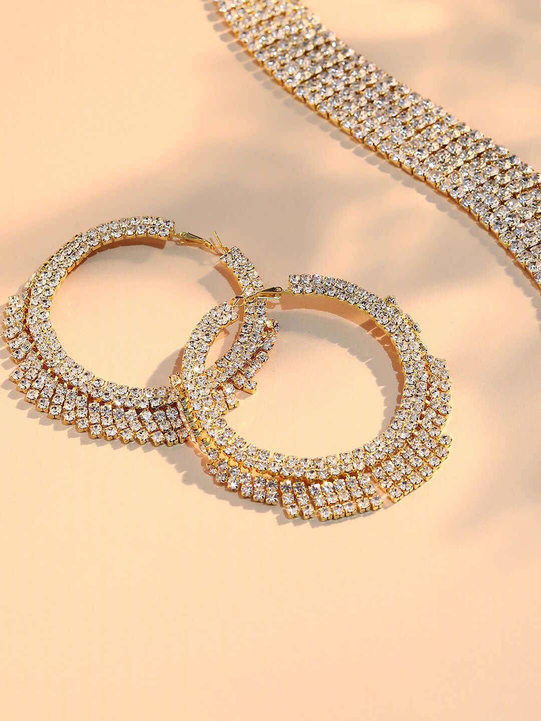 SOHI Silver-Plated Designer Contemporary Hoop Earrings