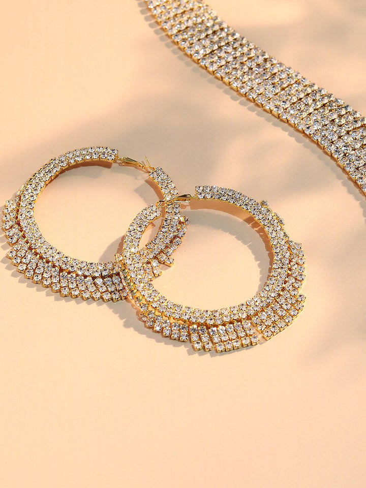 SOHI Silver-Plated Designer Contemporary Hoop Earrings
